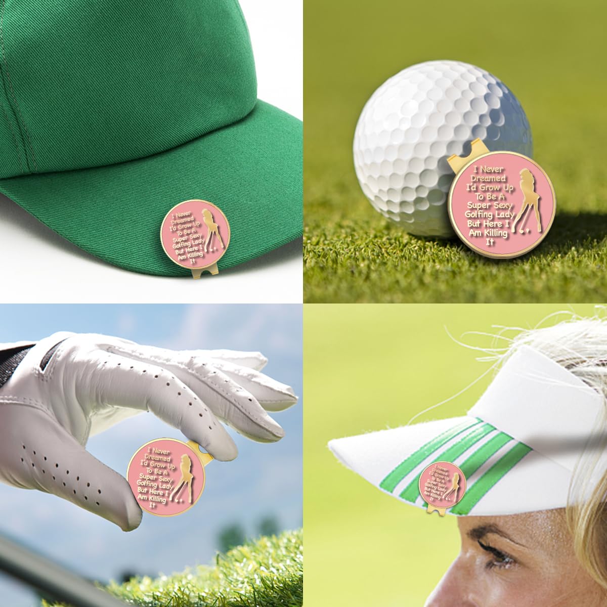 Geygie I Never Dreamed Id Grow Up To Be A Super Sexy Golfing Lady Pink Gold Golf Ball Marker With Magnetic Hat Clip, Funny Golf