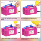 IDAODAN Electric Balloon Pump, Portable Electric Balloon Blower Machine Inflator Air Pump Dual Nozzle 110V 600W for Party Decora