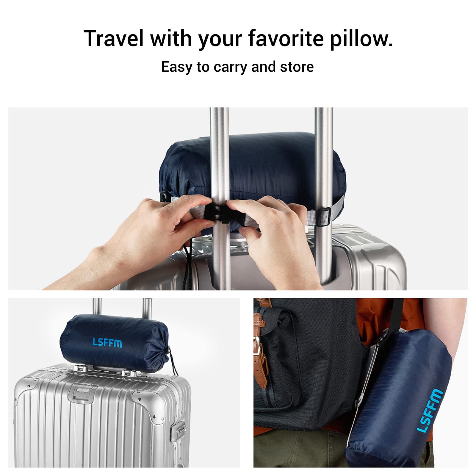 Lsffm Memory Foam Travel Pillow, Camping Pillow For Sleeping With Portable Bag, Easy To Carry, Small Foam Pillows, Double-Layere
