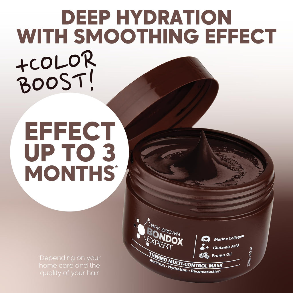 Hair Expert Color Depositing Mask - Dark Brown Color - Marine Collagen And Almond Oil - Formaldehyde-Free - Repairs The Hair Ela
