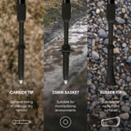Fizan Speed Model, Swift Nordic Aluminium Walking Poles, Ultralight Adjustable, Fluorescent Anthracite, Adults, Unisex (Black)