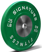 Fitvids 2 Olympic Competition Bumper Plate with Steel Hub, 25 LBS Single, Green