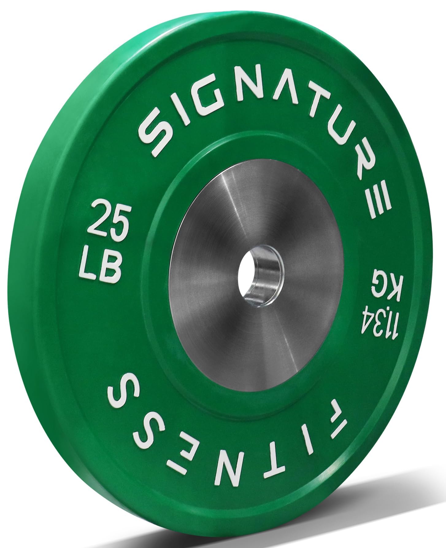 Fitvids 2 Olympic Competition Bumper Plate with Steel Hub, 25 LBS Single, Green