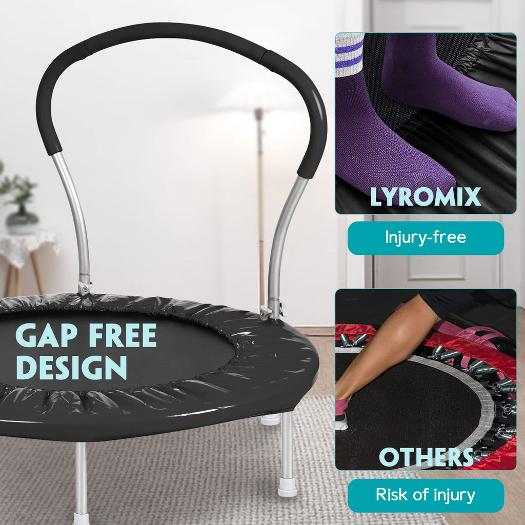 Lyromix 36Inch Kids Trampoline for Toddlers with Handle, Indoor Mini Rebounder Trampoline for Kids, Dark Black