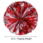 Pack Of 4 Cheerleading Pom Poms Foil Plastic Metallic Cheerleader Pom Poms For Cheer Sport Kids Adults Team Spirit Cheering (Red