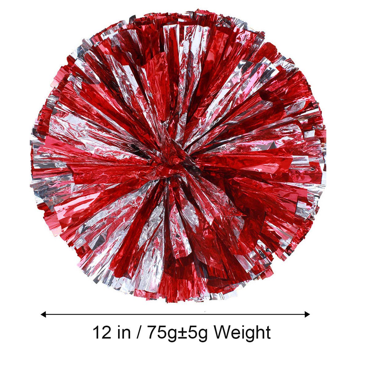 Pack Of 4 Cheerleading Pom Poms Foil Plastic Metallic Cheerleader Pom Poms For Cheer Sport Kids Adults Team Spirit Cheering (Red