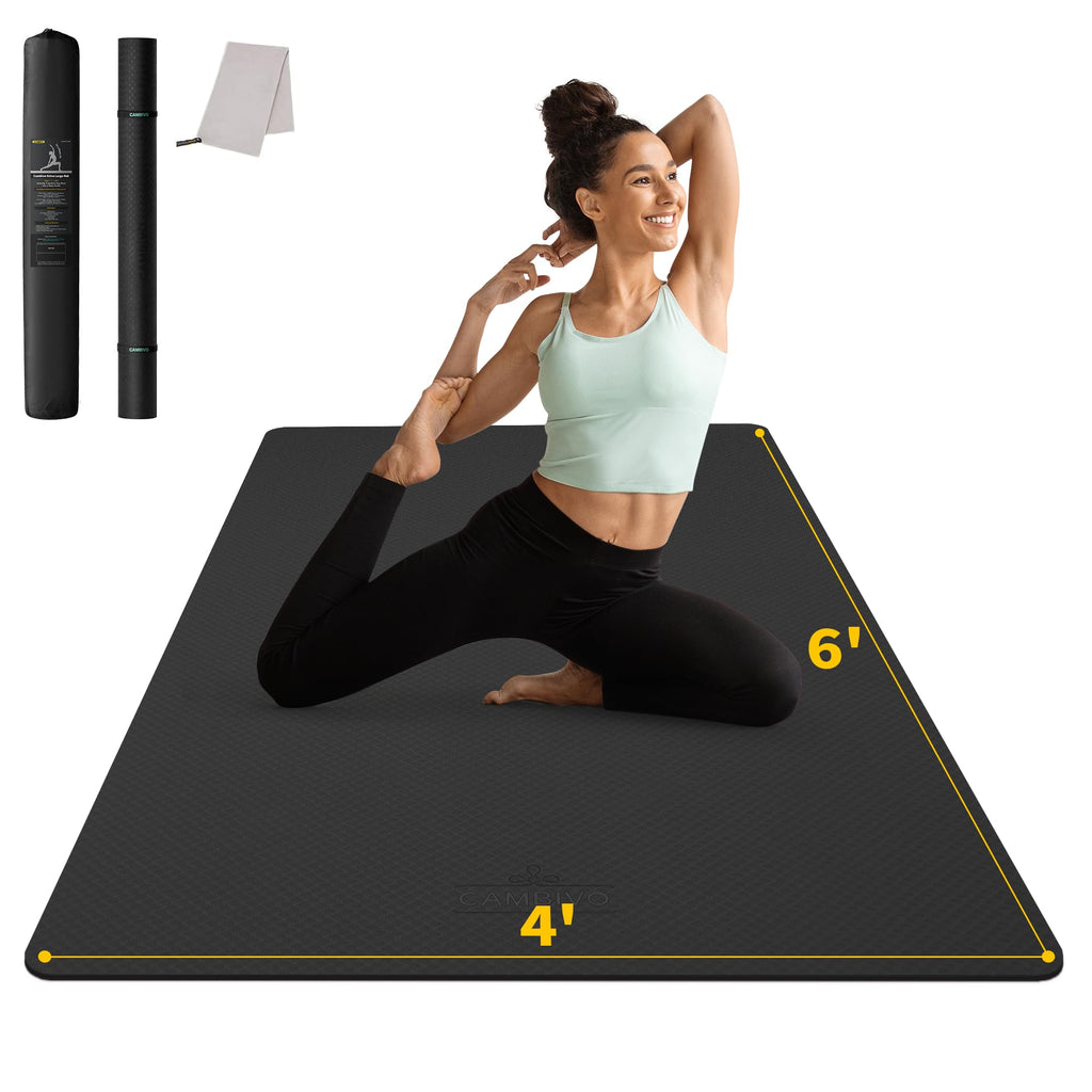 CAMBIVO Large Yoga Mat (6x 4), Extra Wide Workout Mat for Men and Women, 0.48 Thick Exercise Fitness TPE Mat for Home Gym, Y