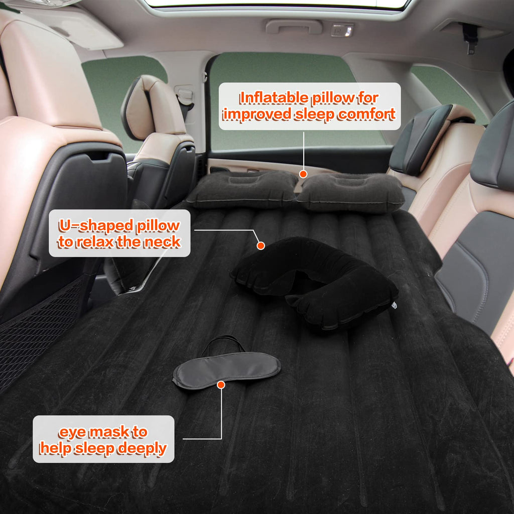Tallew 12 Pcs Car Air Mattress Back Seat Inflatable Bed Suv Car Camping Backseat Truck Air Mattress Curtain Divider Window Shade
