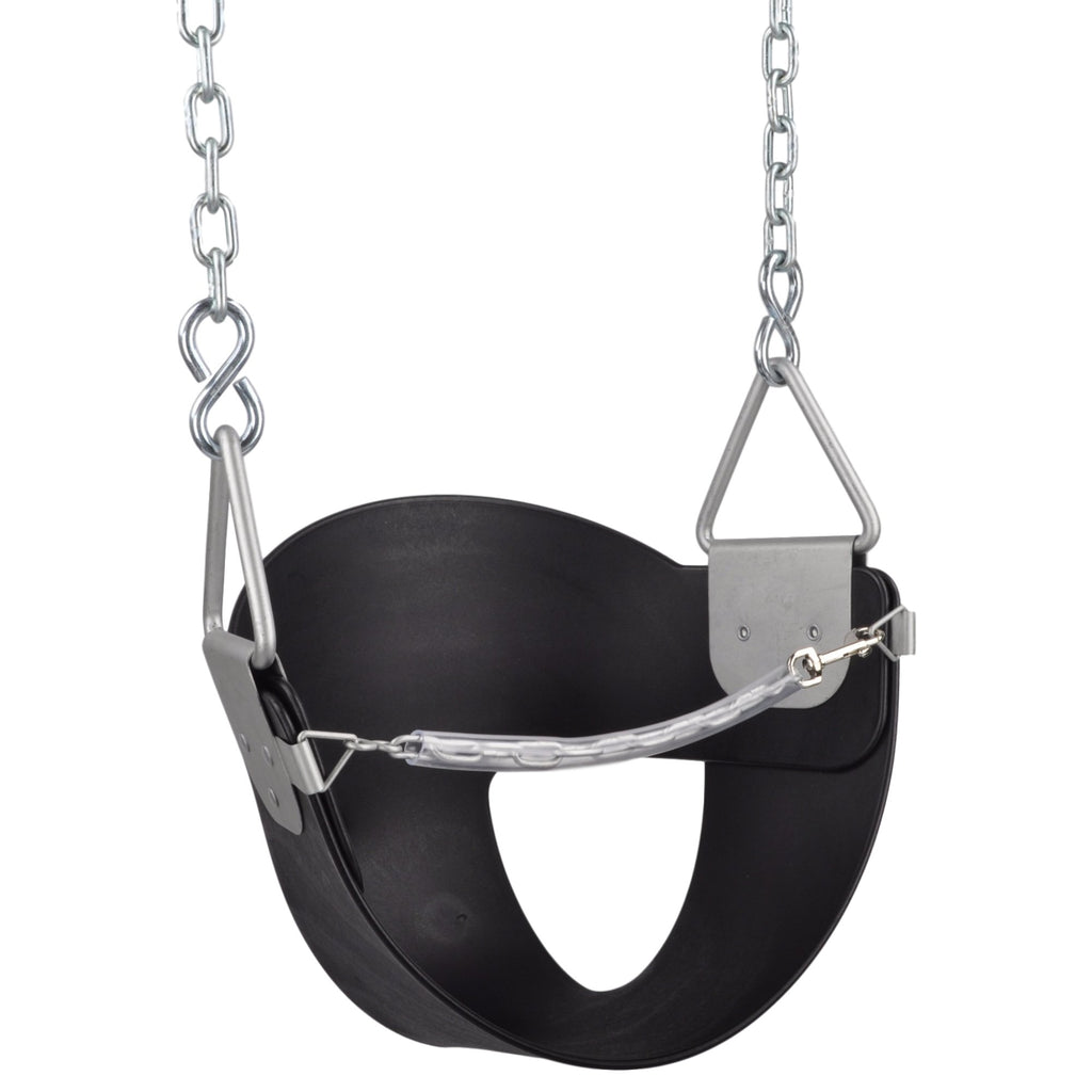 Swing Set Stuff High Back Half Bucket Swing Seat With Chains And Hooks, Black