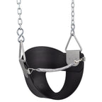 Swing Set Stuff High Back Half Bucket Swing Seat With Chains And Hooks, Black