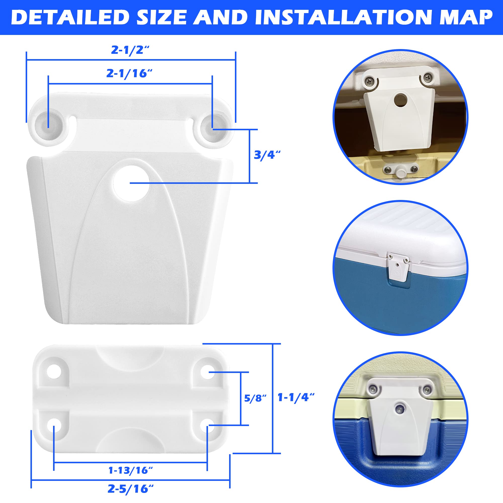 Cooler Hinge And Latch And Screws Kit, High Strength Cooler Latch Replacement Parts. Ice Chest Plastic Hinges, Latch Posts, And