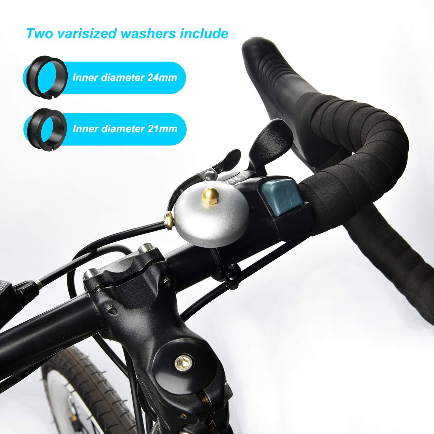 Bonmixc Vintage Bicycle Bell Brass Retro Bike Bell Silver Fit F20~29Mm Handlebars Suitable For Most Of Bike Handlebars
