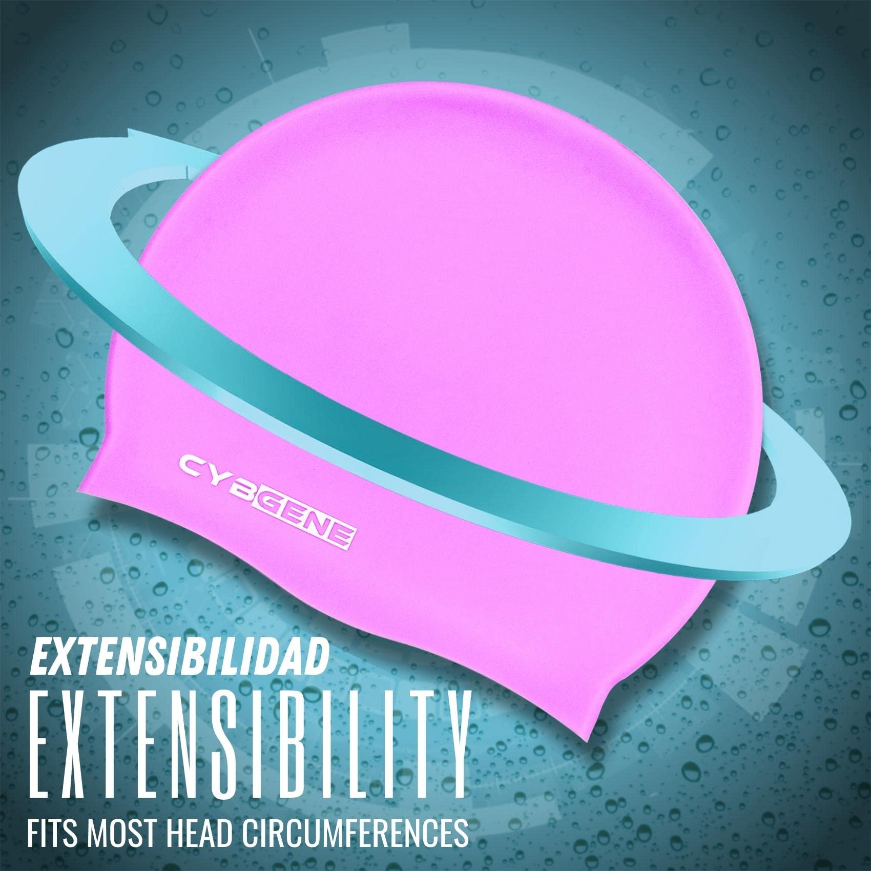 Cybgene Silicone Swim Cap, Unisex Swimming Cap For Women And Men, Bathing Cap Ideal For Short Medium Long Hair-Rose Pink
