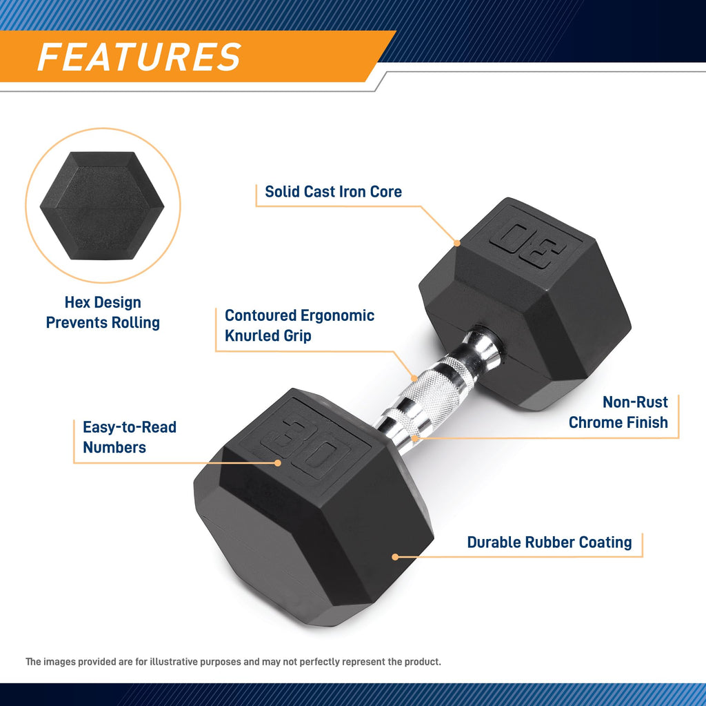 Marcy 30 Lb Ecoweight Rubber Hex Dumbbell, Ibrh-030 - Sold Individually