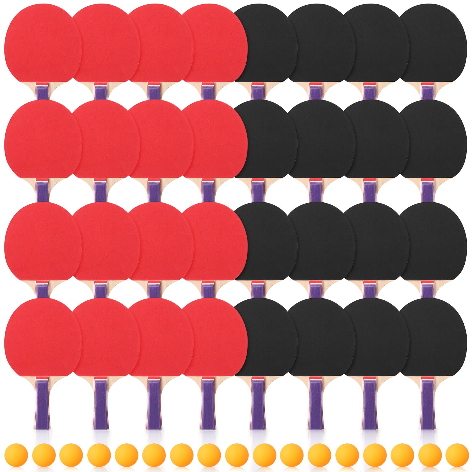 Outus 16 Pack Portable Table Tennis Combo 32 Paddles & 48 Balls with Carry Bag for Indoor Outdoor Sport