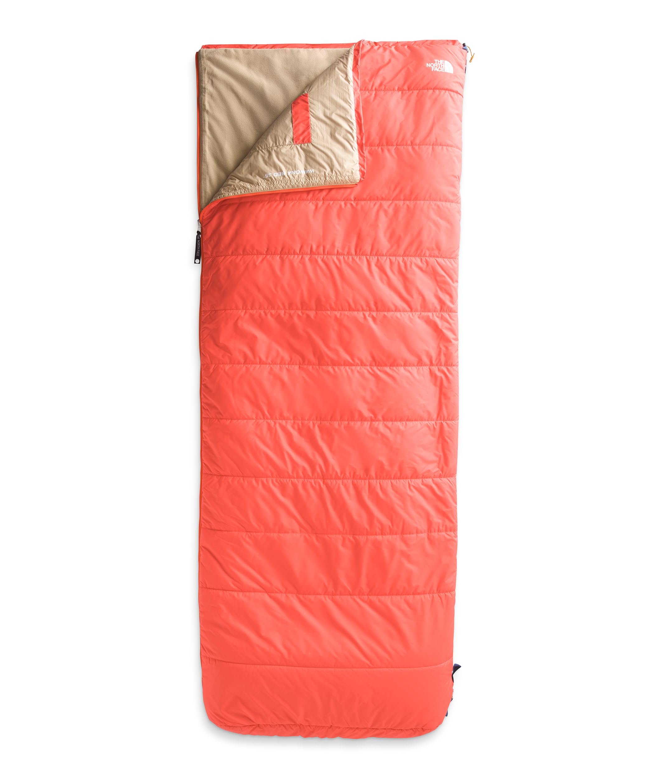 THE NORTH FACE Wawona Bed 35 Sleeping Bag - Rectangular 35F / 2C Insulated Camping Sleeping Bag, Water Repellent, Retro Orange-N
