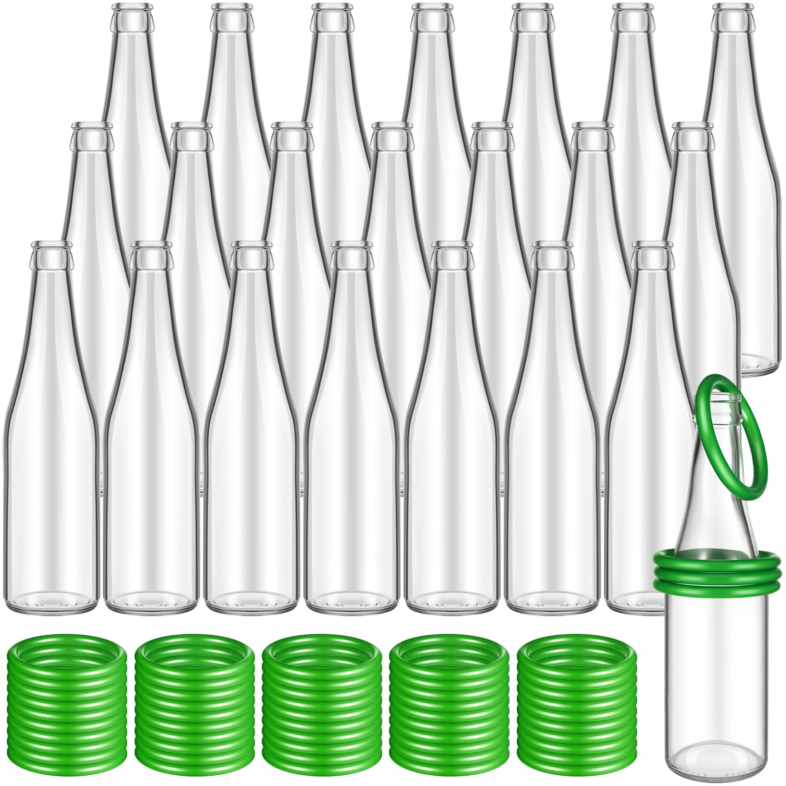 Tioncy 72 Pcs Ring Toss Outdoor Carnival Backyard Adults Fun Target Glass Bottles with Mixed Color Rings Hoops for Family Outsid