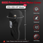 Zettum Outboard Motor Cover, 600D Full Boat Motor Cover Waterproof & Heavy Duty, Fade-Resistant Boat Engine Cover, Fit For Motor
