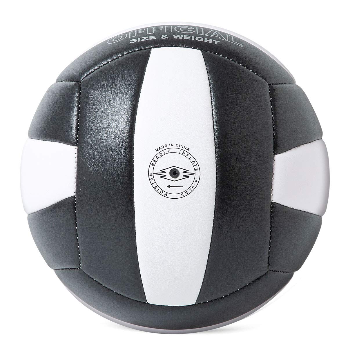Runleaps Volleyball Waterproof Indoor Outdoor Volleyball For Beach Game Gym Training Official Size 5 (Blackwhite)