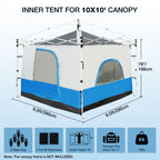 Redcamp Canopy Camping Tent For Pop Up Canopy, Inner Tent With Mesh Window, Converts Straight Leg 10X10 Or 10X20 Canopy Into Cam