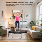 Ravs Mini Trampoline For Kids Adults 40'' Foldable Fitness Rebounder Kids Trampoline With 5 Levels Height Adjustable Handle Resi