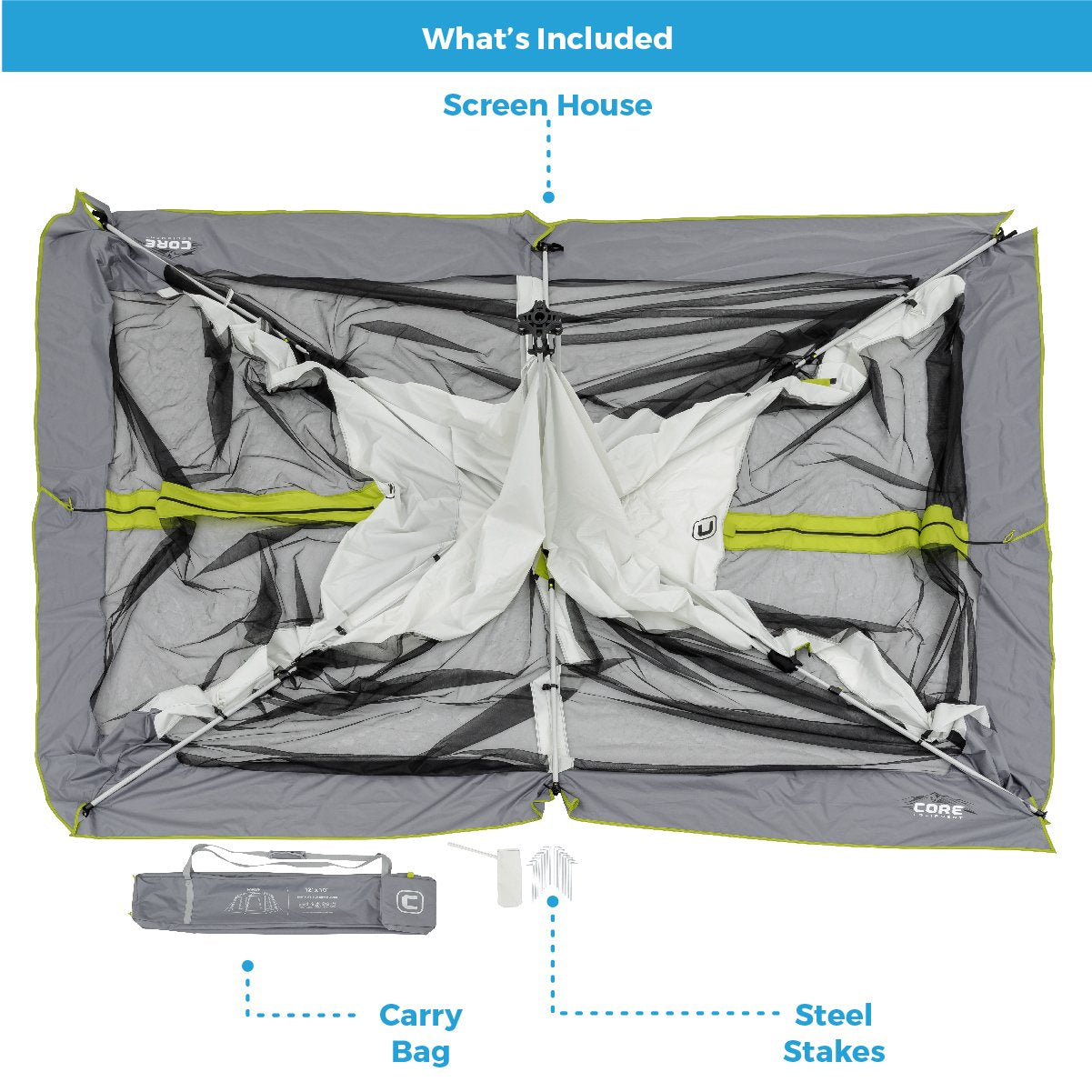 Core 12'X10' Instant Screen House | Folding And Portable Large Pop Up Canopy Shelter With Included Carry Bag | Perfect For Famil