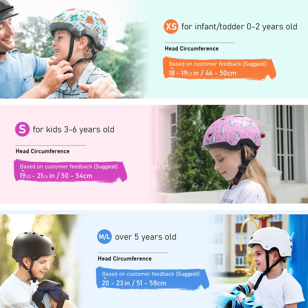 Kids Bike Helmet with Light, Adjustable Helmets from Infant/Toddler/Baby to Children Girls and Boys, Age 2-4/3-6 Years Old,Galax