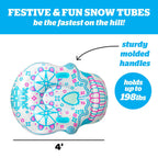 Bigmouth Inc 4 Ft Inflatable Snow Tube For Kids And Adults, Heavy Duty Pvc Sled For Tubing & Sledding, Easy Grip Handles, Easy D
