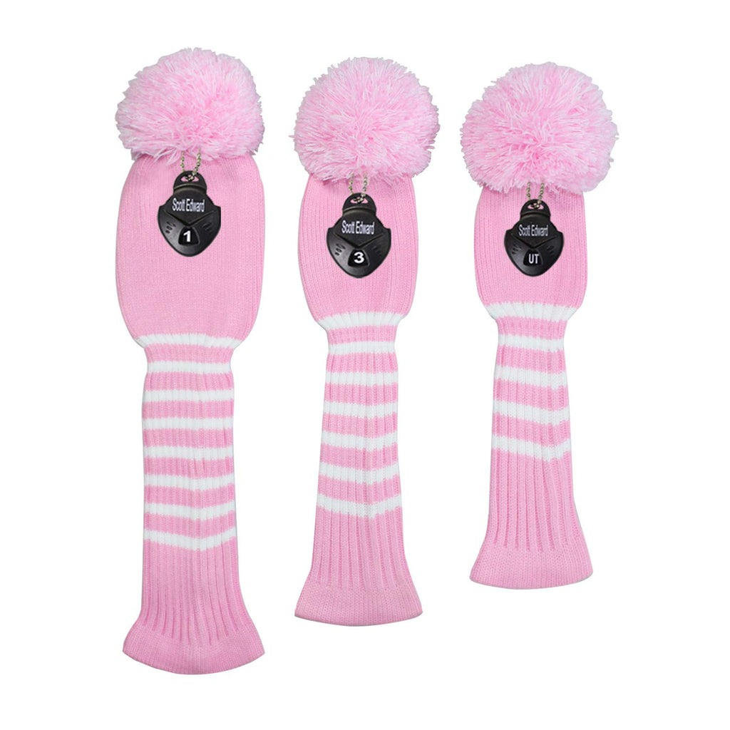 Scott Edward Knit Golf Head Covers For Woods Set Of 3 Fits Well Driver(460Cc) Fairway Wood And Hybrid(Ut) The Perfect Change For