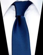 Zenxus Solid Skinny Ties For Men, 25 Inch Slim Navy Plain Ties Bulk For Wedding And Activities, 5-Pack