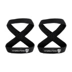 Figure 8 Lifting Straps For Deadlift, Powerlifting, Strongman, & Cross Training (Black, Medium)