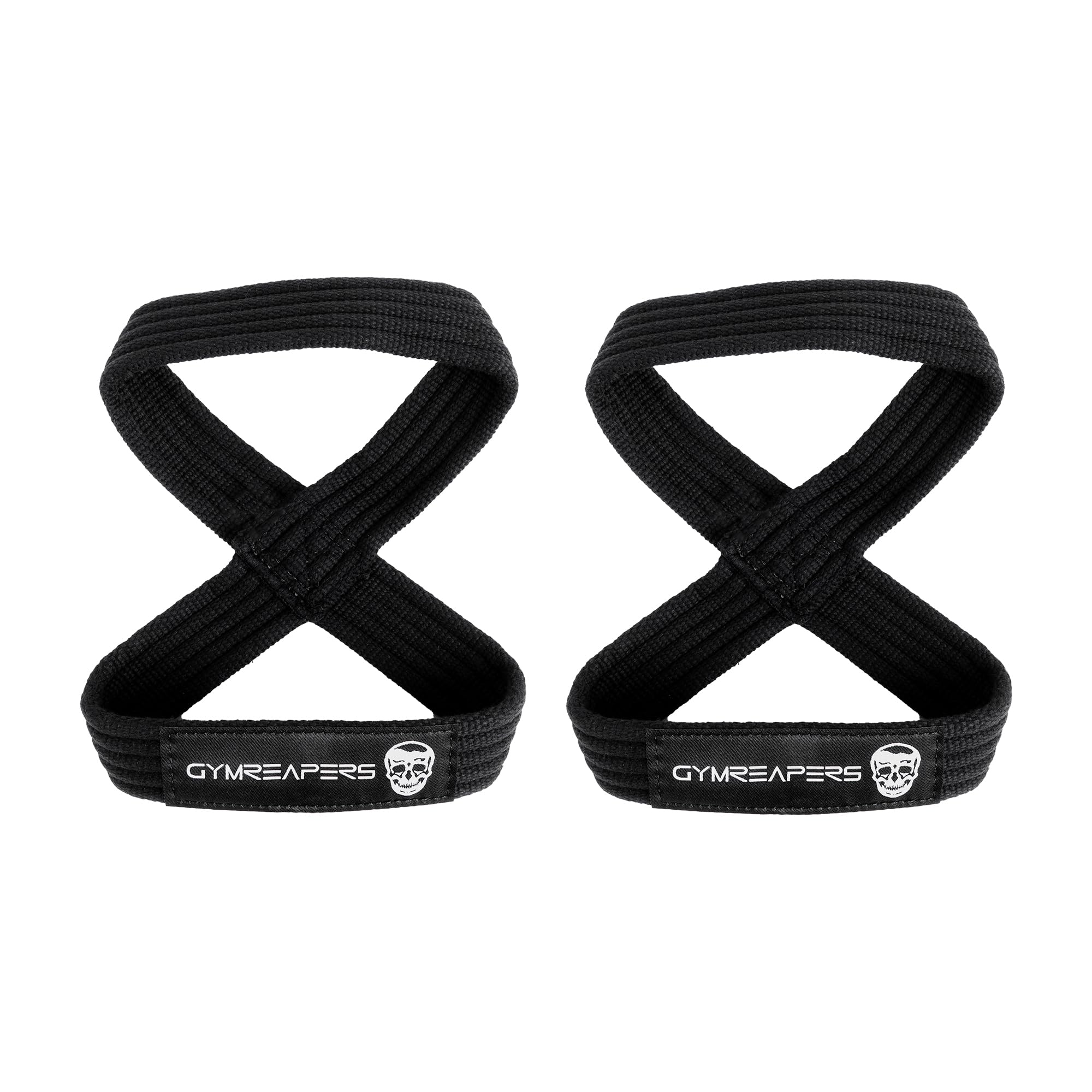 Figure 8 Lifting Straps For Deadlift, Powerlifting, Strongman, & Cross Training (Black, Medium)