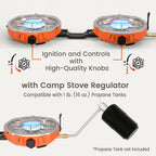 Cofiyard 20,000 Btus 2 Burner Propane Camping Stove, Portable Folding Camp Stove With Adjustable Burners, Regulator And Carrying