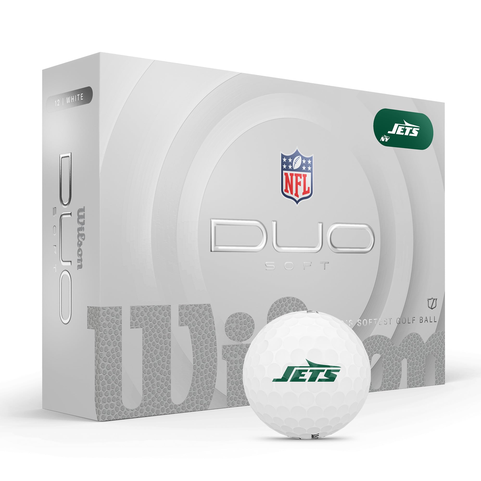 Wilson 2025 Duo Soft Nfl Golf Ball - 12 Balls, White, New York Jets