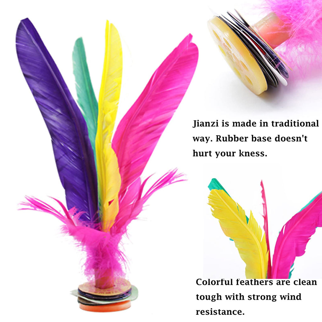 Baitaihem 6 Pack Kick Shuttlecock Chinese Jianzi Colorful Feather Foot Sports Outdoor Toy Game