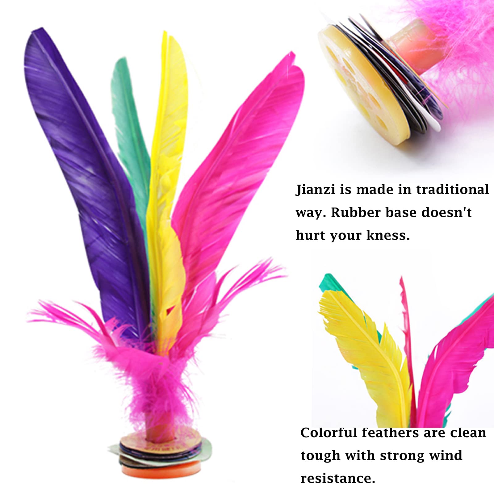 Baitaihem 6 Pack Kick Shuttlecock Chinese Jianzi Colorful Feather Foot Sports Outdoor Toy Game