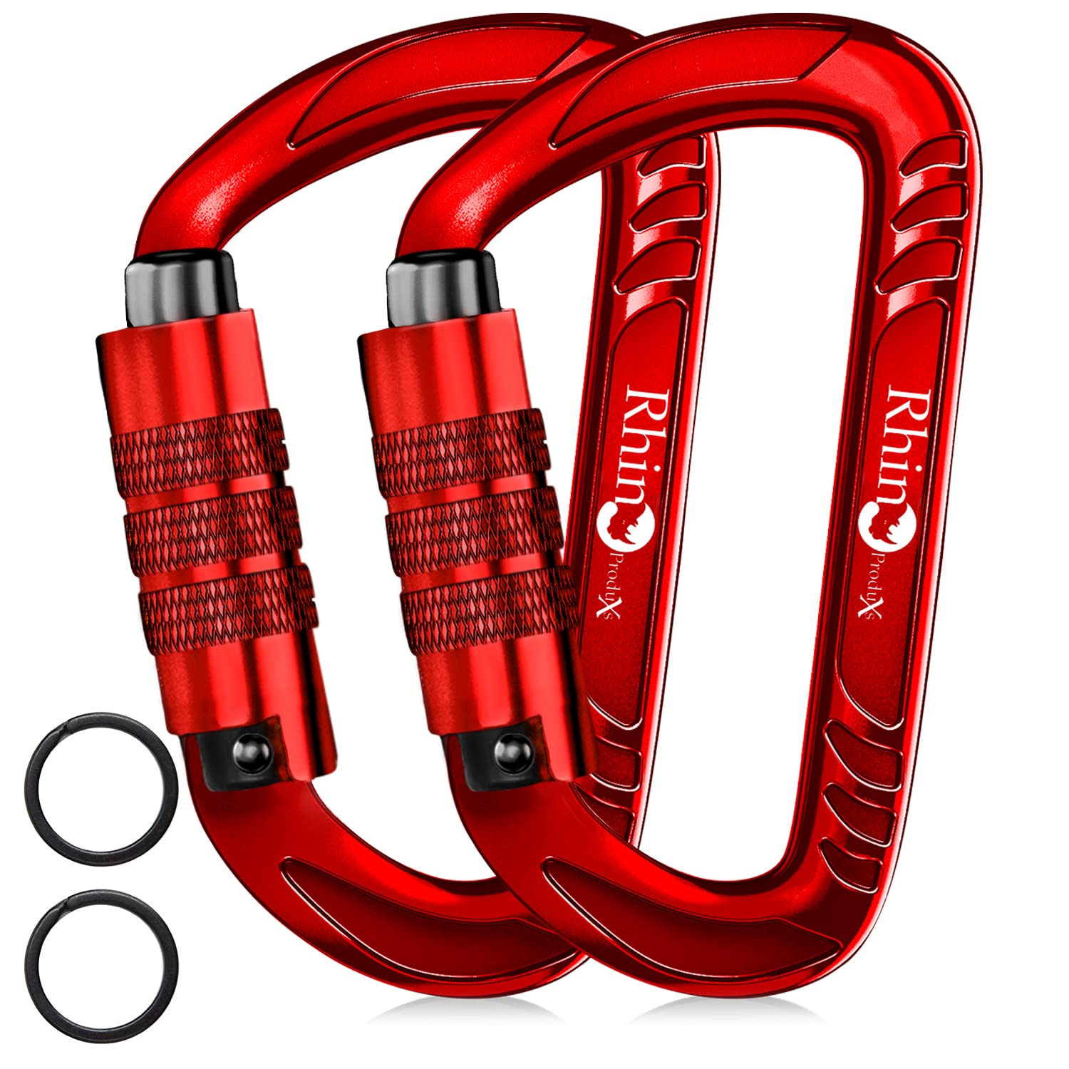 Rhino Produxs 2Pcs Of 12Kn (2697 Lbs) Heavy Duty Lightweight Locking Carabiner Or Auto Locking Carabiner Clips, For Securing Pet