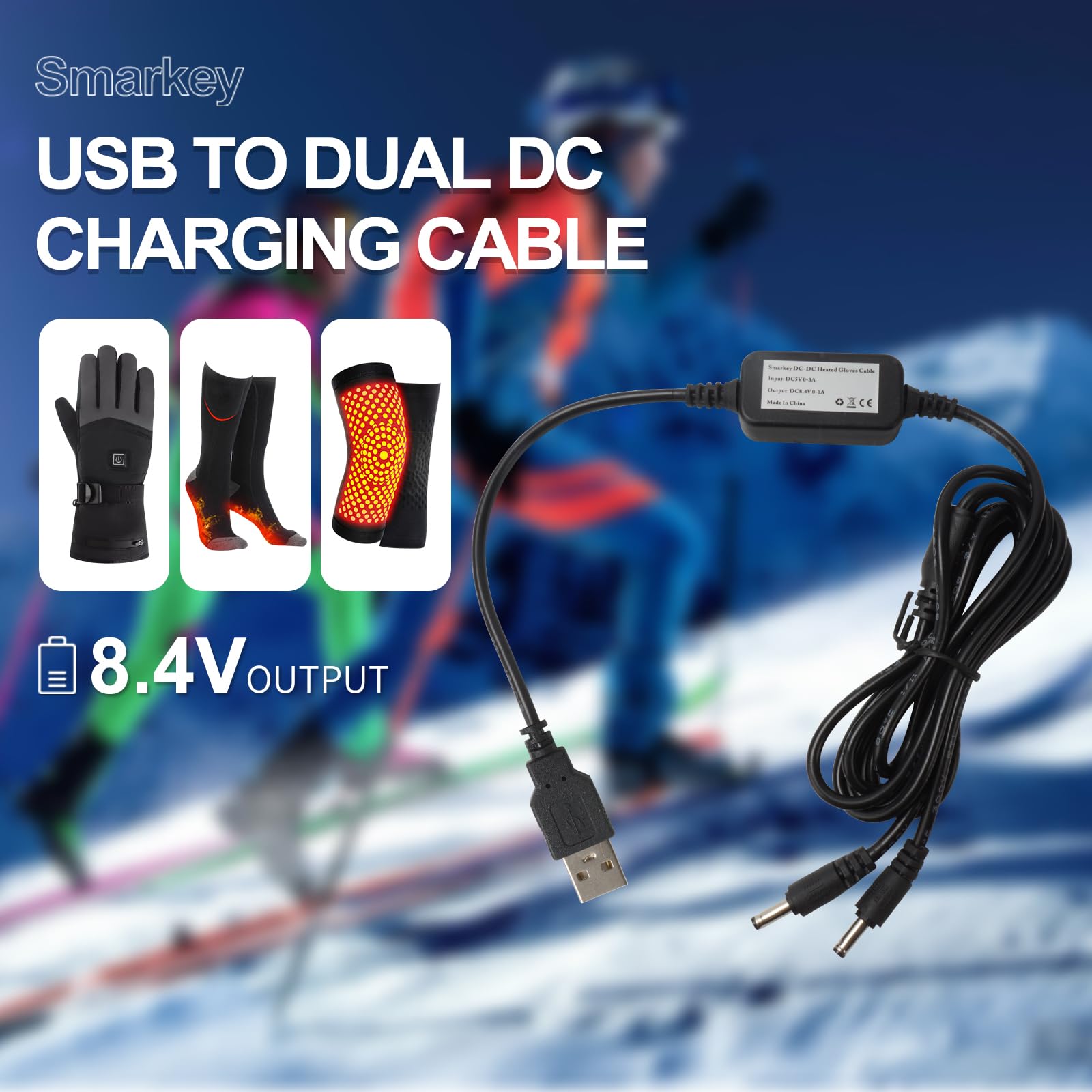 Smarkey 8.4V Heated Glove Charger For Insole Socks Jacket Battery Charging (Easy For Outdoor And Travelling)