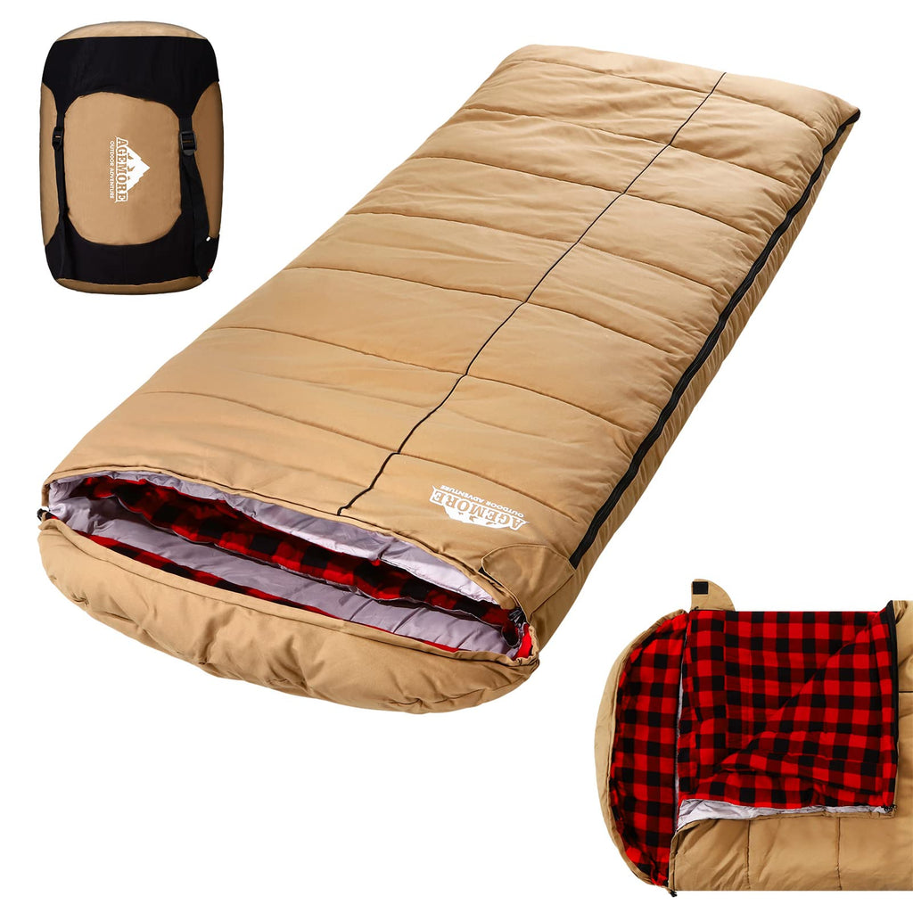 0 Degree Canvas Sleeping Bag For Fishing, Hunting, Traveling And Camping Particularly In Cold Winter Outdoor With Removable Flan