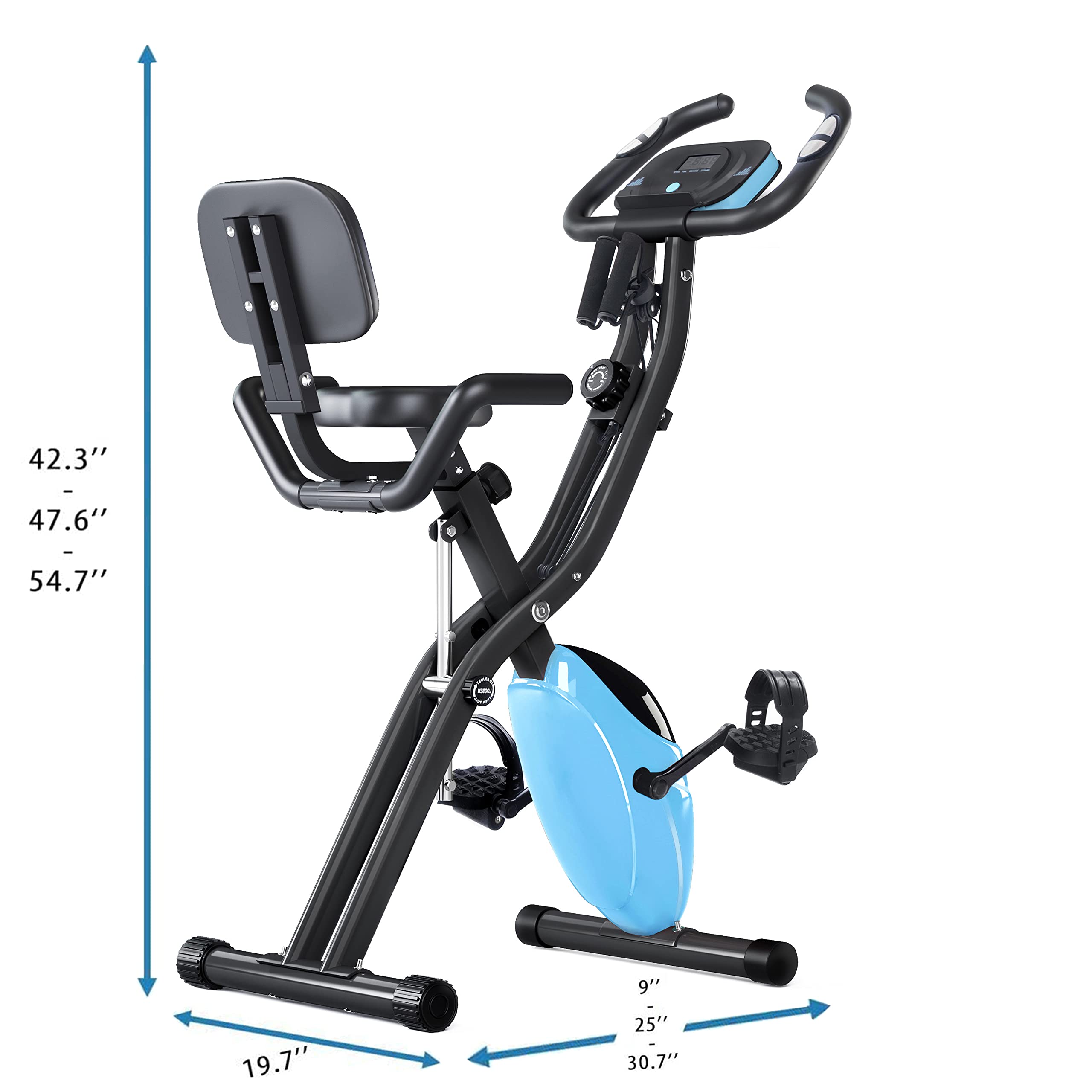 Merax Folding 3 In 1 Adjustable Exercise Bike With Resistance Bands Convertible Magnetic Upright Recumbent Bike