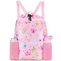RHCPFOVR Butterfly Swim Bags for Kids - Drawstring Backpack for Girls Beach Swimming Pool Lightweight Draw String Bags Waterproo