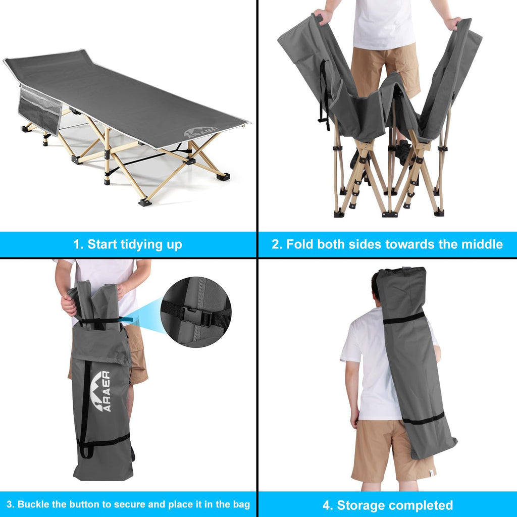 Camping Cot, 450Lbs(Max Load), Portable Folding Outdoor Bed With Carry Bag For Adults Kids, Heavy Duty Cot For Traveling Gear Su