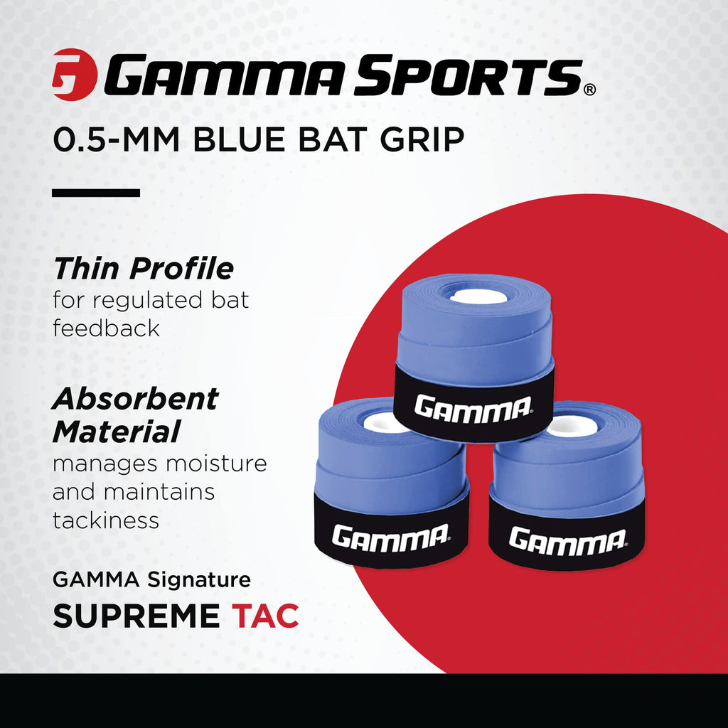 Gamma Sports Supreme Tac Baseball Grip Wrap (3 Pack) - Tacky, Absorbent, Non-Slip, Easy To Apply - Great For Any Size Handle, Al