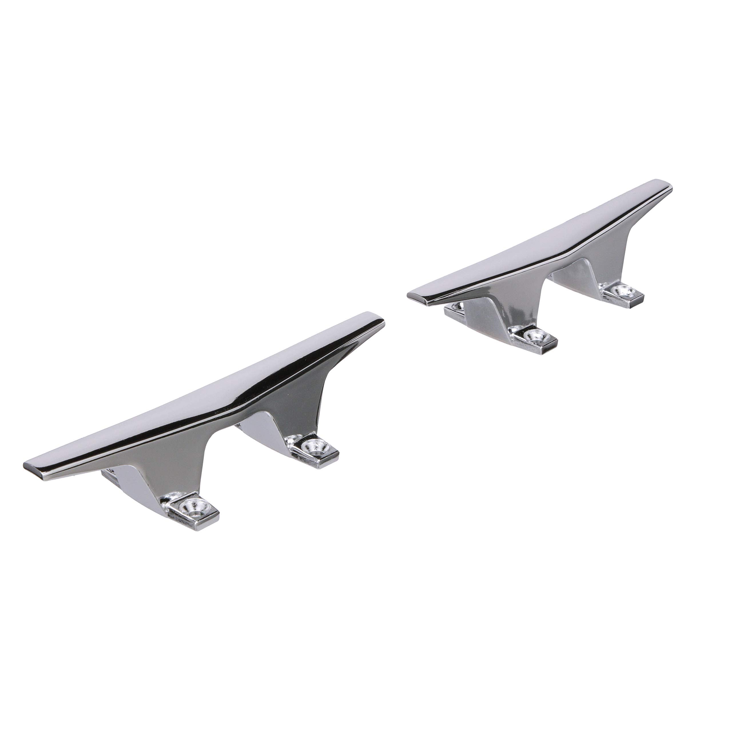 Attwood 6245-6 Chrome-Plated Zinc Cleats, 6 Inches Long, 2 3/32 Inches Wide, Install With 4 Included #10 Fasteners