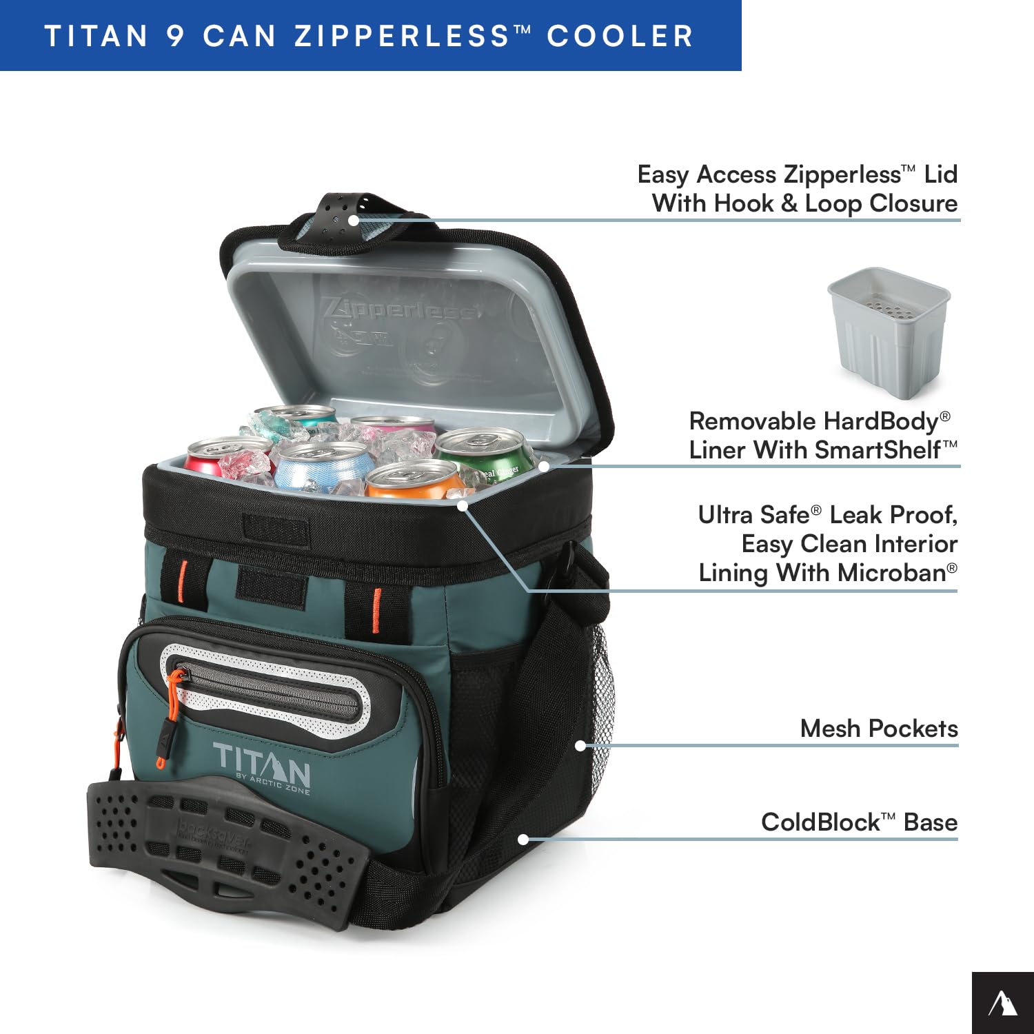 Titan by Arctic Zone 9 Can Zipperless Soft Cooler with HardBody Liner, Jungle Hunt