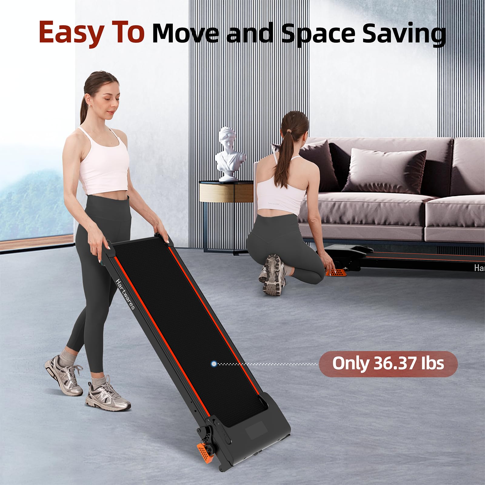 Hartwares Walking Pad Treadmill With 9% Incline, 2.5Hp Quiet Treadmills For Home Office Small, Portable Walking Pad With 265Lb C