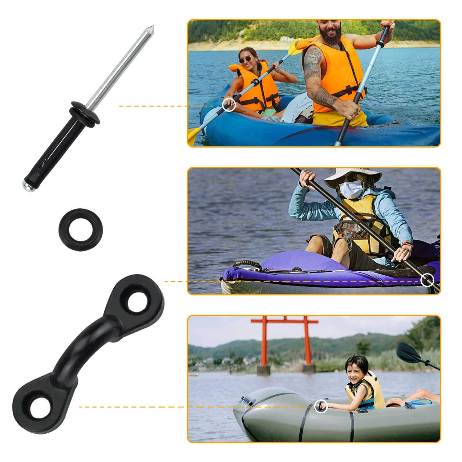 4Pack Kayak Carry Handles, Hlogree Kayaking Accessory Canoe Boat Side Mount Carry Handle Soft Rubber Replacement For Ocean, Life