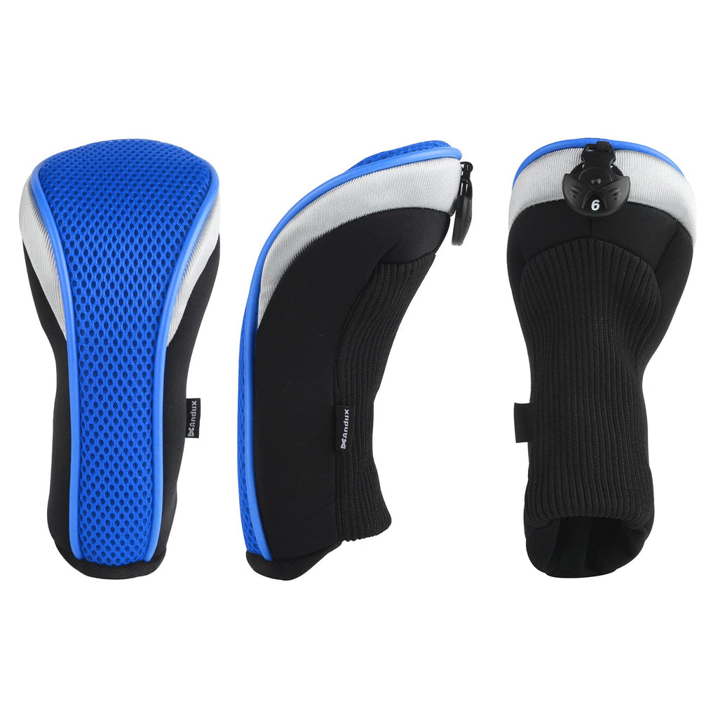 Andux Golf Hybrid Club Head Covers With Dial No. Tag Pack Of 3 Blue