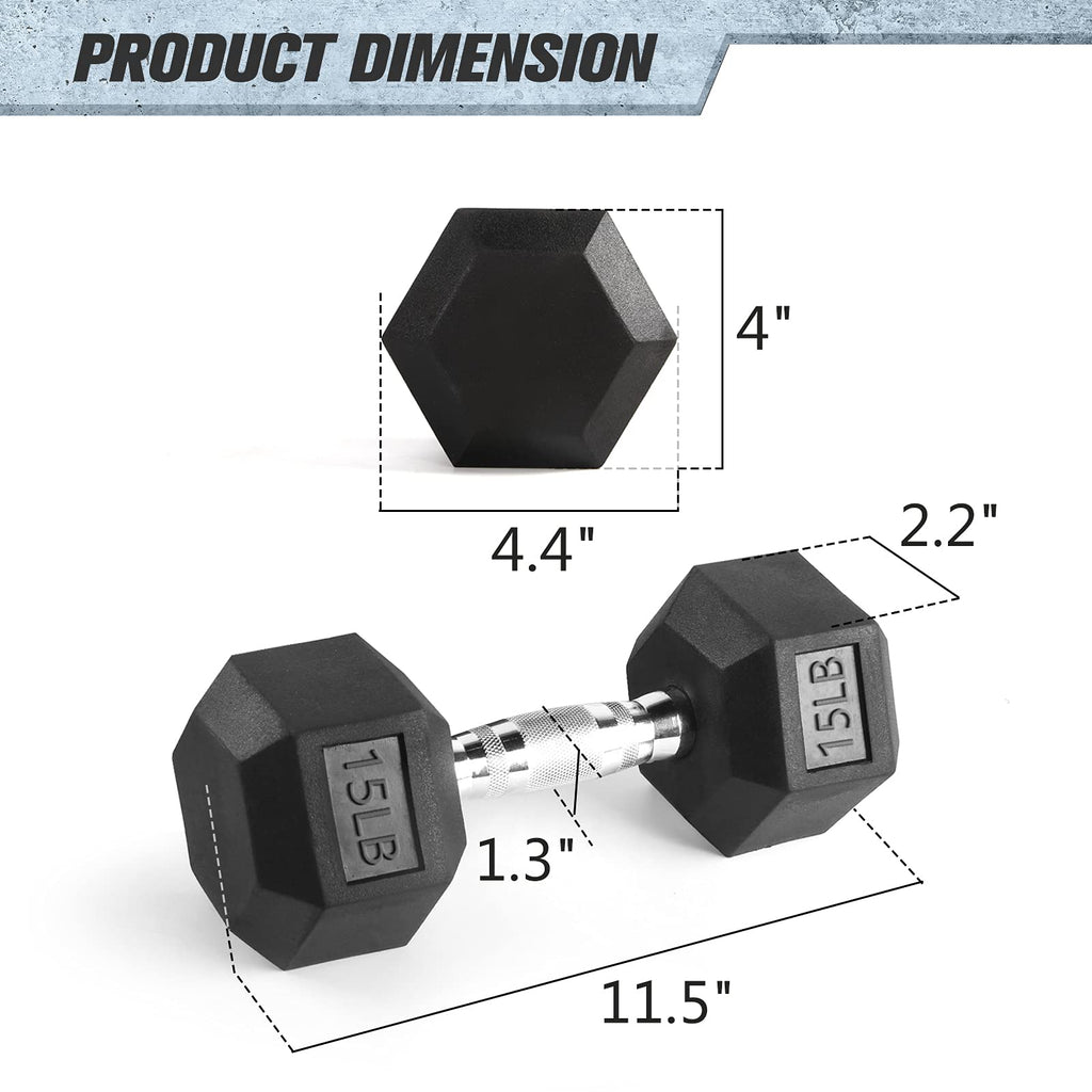 Ritfit 15Lb Dumbbells Set Of 2 Rubber Encased Dumbbell Sets With Optional Rack For Home Gym, Coated Hand Weights For Strength Tr