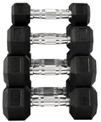 Fitvids Rubber Encased Hex Dumbbell, Set Including 5, 10, 15, 20Lb Pairs